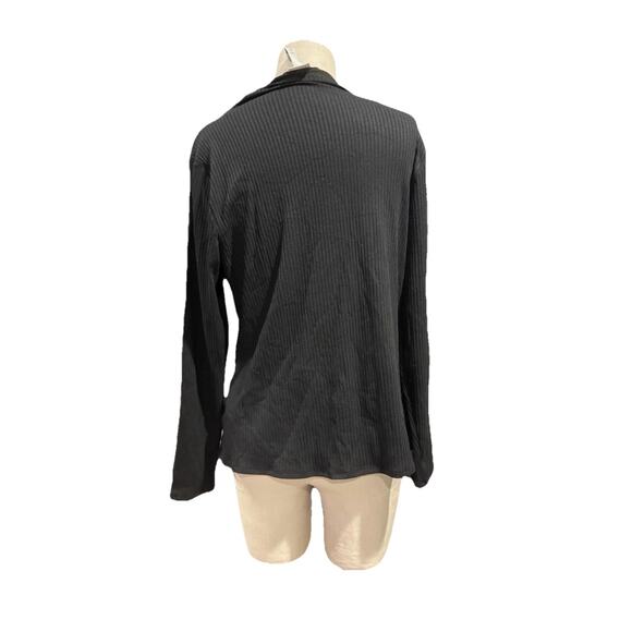 Women’s Ribbed Black Long Sleeve Mock Neck Top , Stretch Mid Length Xx New W Tag - Picture 2 of 5